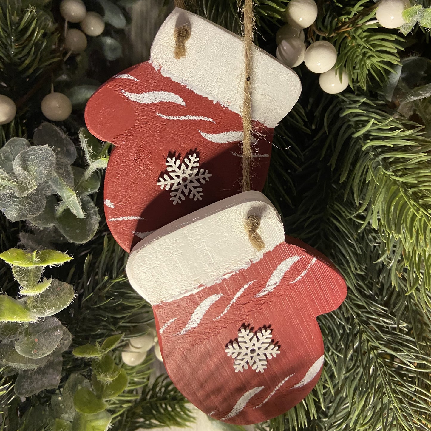 Wooden Mittens Tree decoration