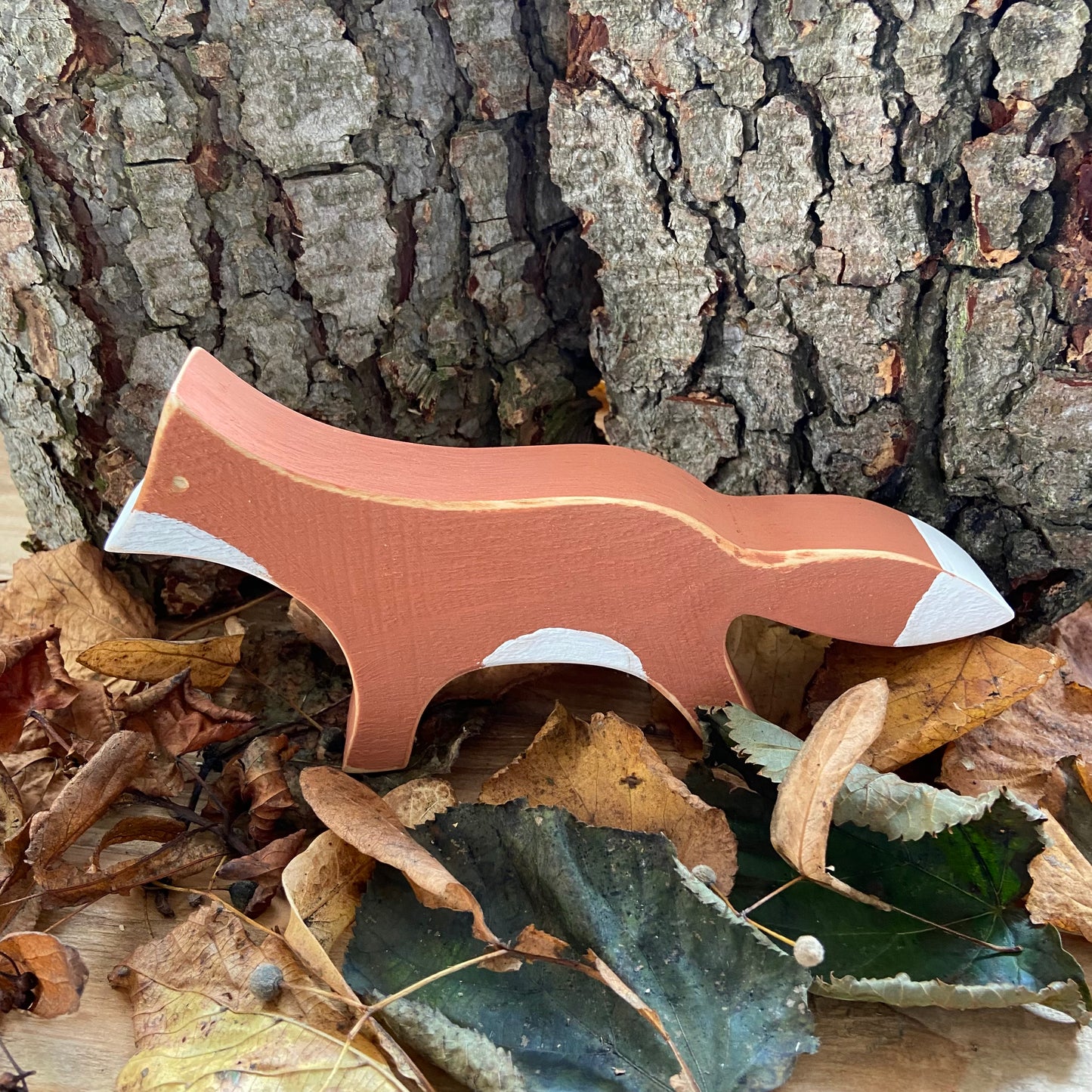 Rustic Wooden Fox Ornament