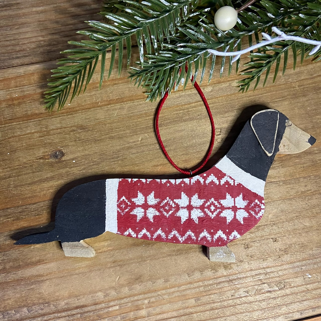 Festive Sweater Dachshund Ornament