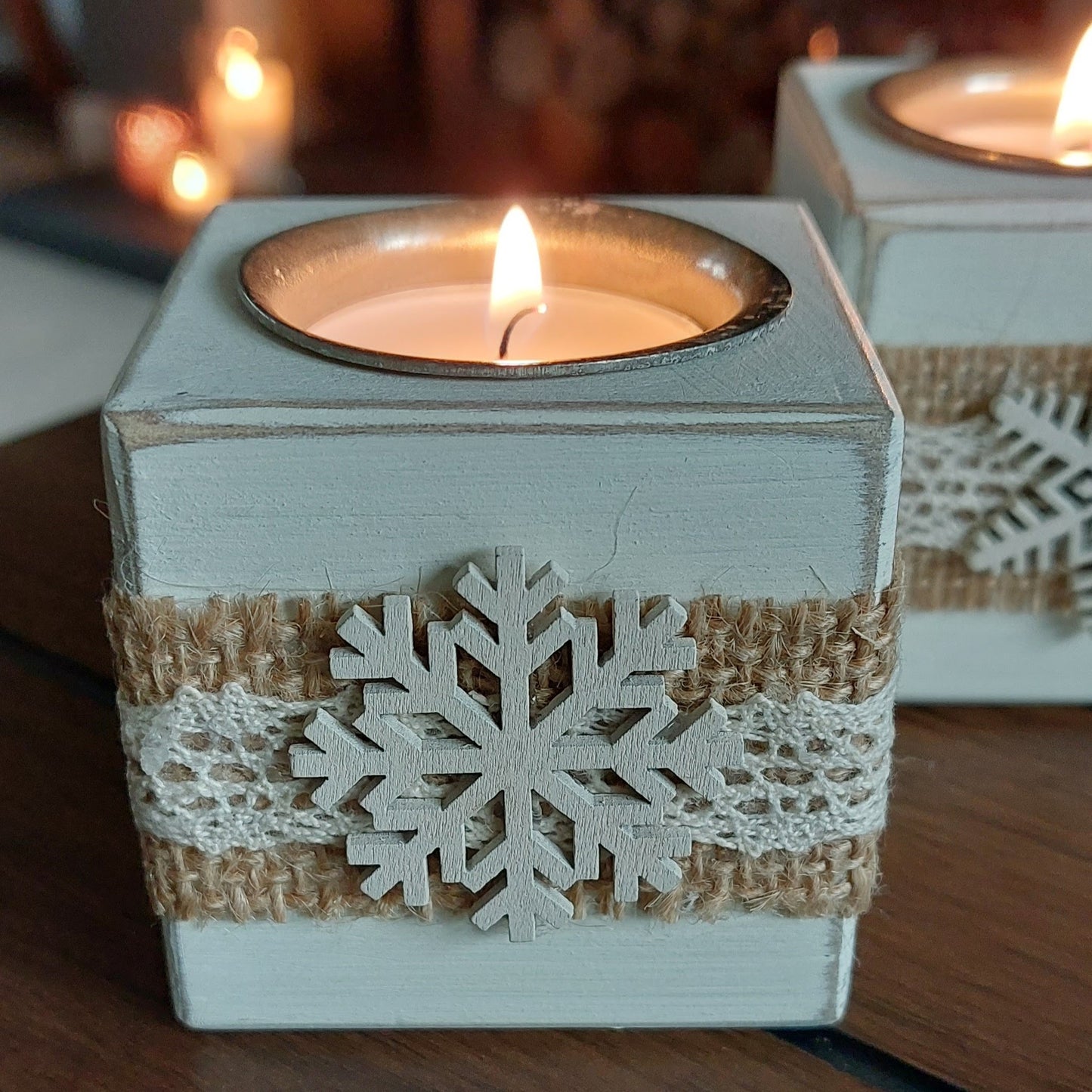 Snowflake Tealight Holder Set