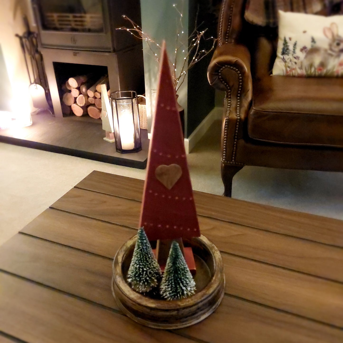Wooden Christmas Tree with Heart