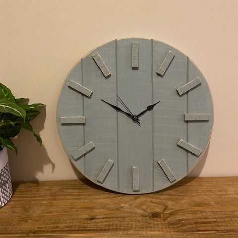 Rustic Wooden Clock - Duck Egg Blue