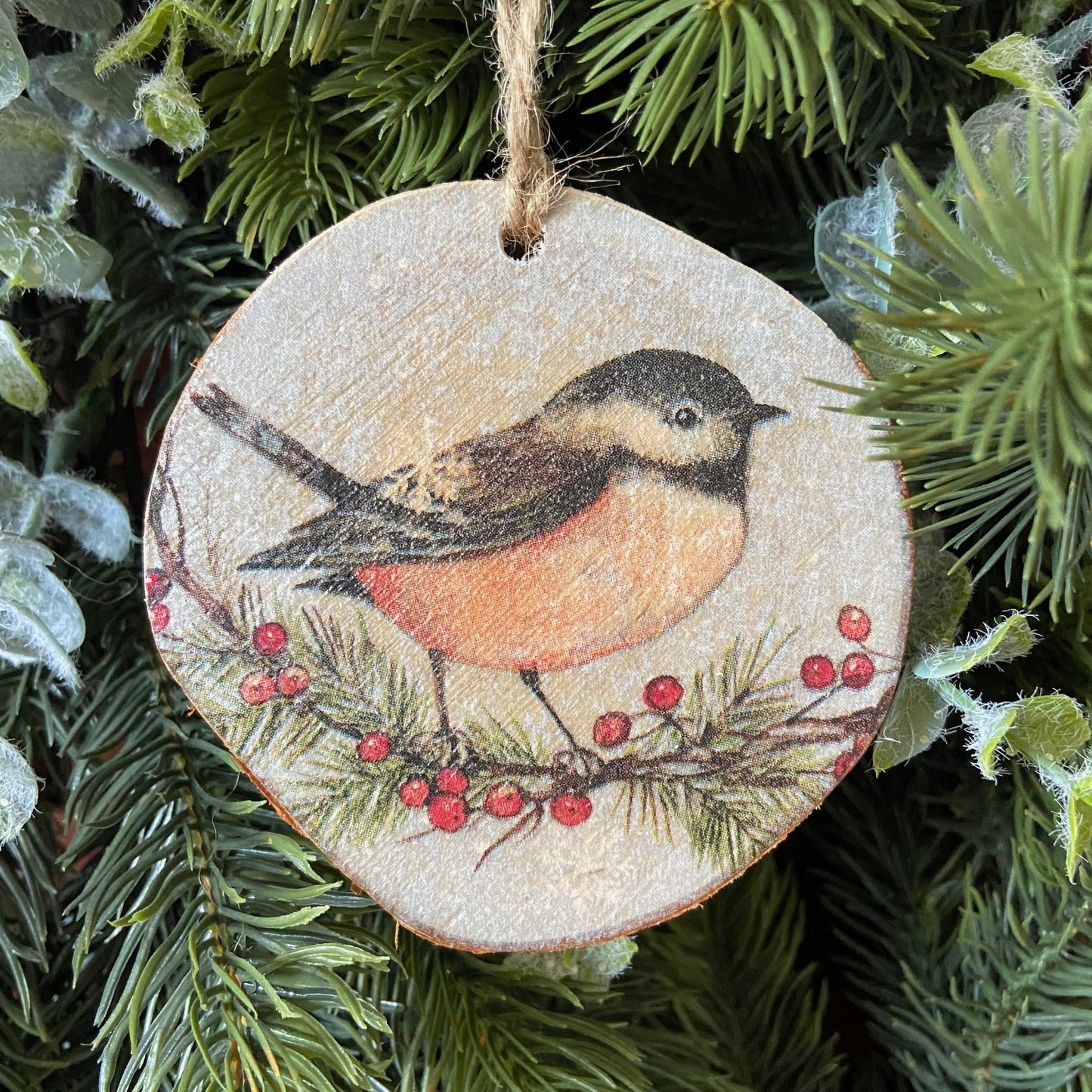 Wood Slice Ornament - Chaffinch