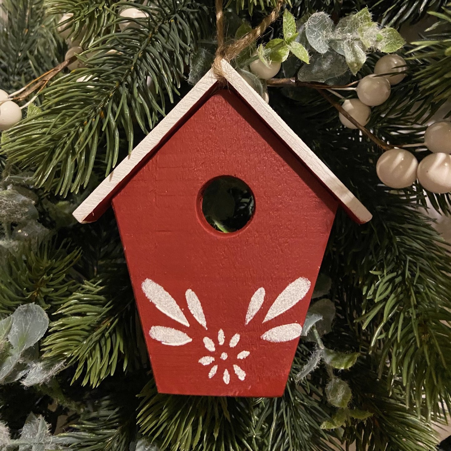 Wooden Birdhouse Tree Decoration