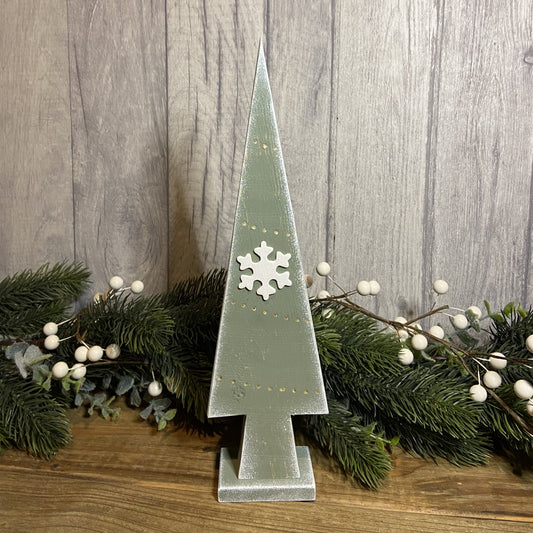 Wooden Christmas Tree with Snowflake