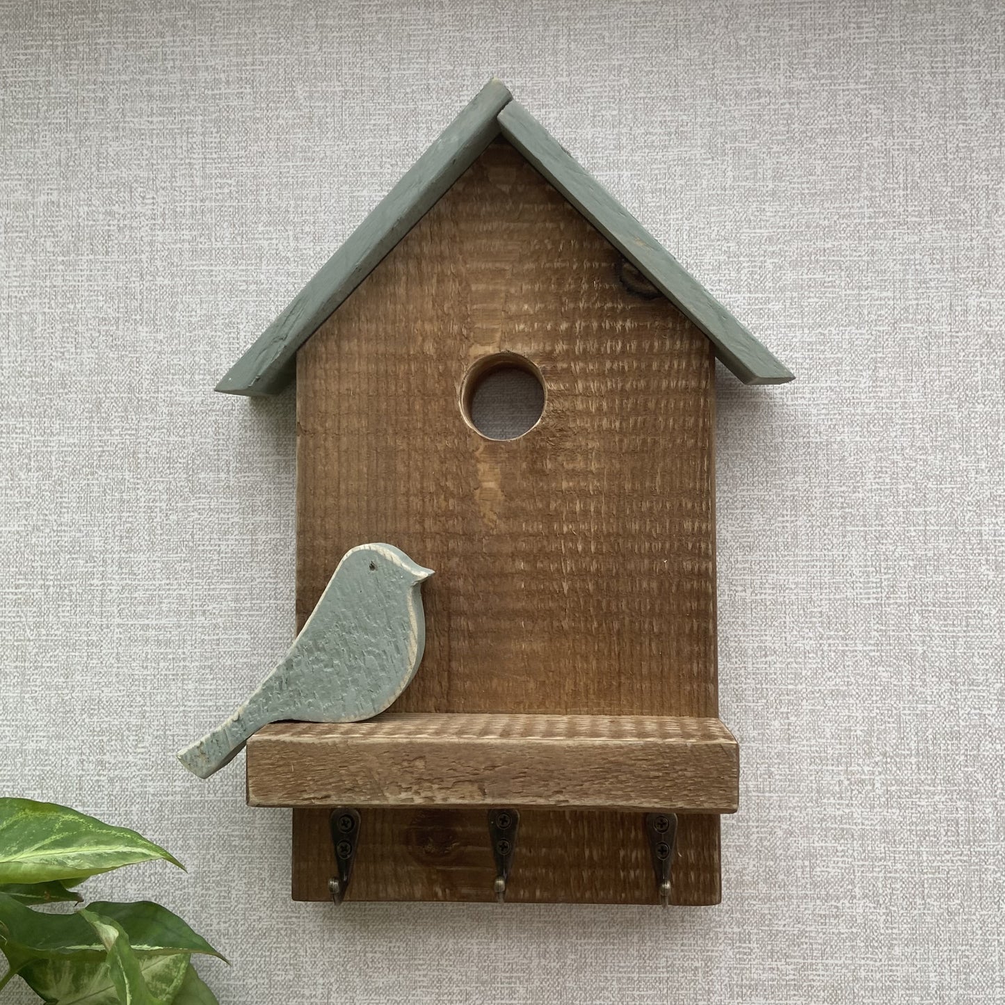 Wooden Birdhouse Key Rack