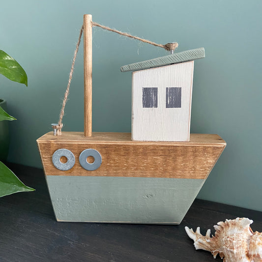 Wooden Fishing Boat Ornament