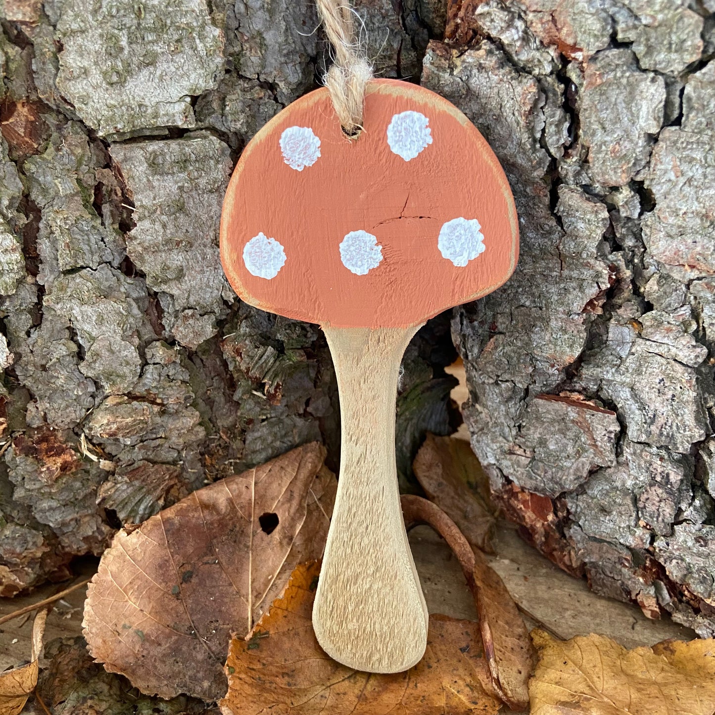 Autumn Spice Rustic Wooden Toadstool Décor