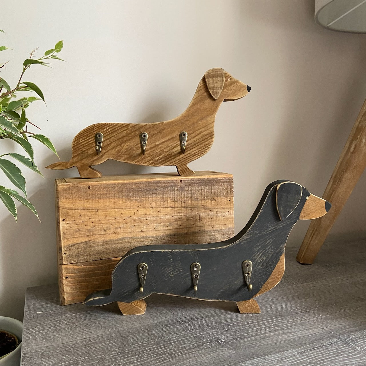 Rustic Dachshund Wall Hooks