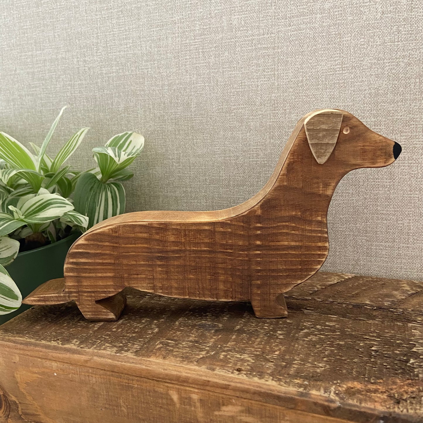 Rustic Wooden Dachshund Ornament