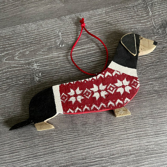 Festive Sweater Dachshund Ornament