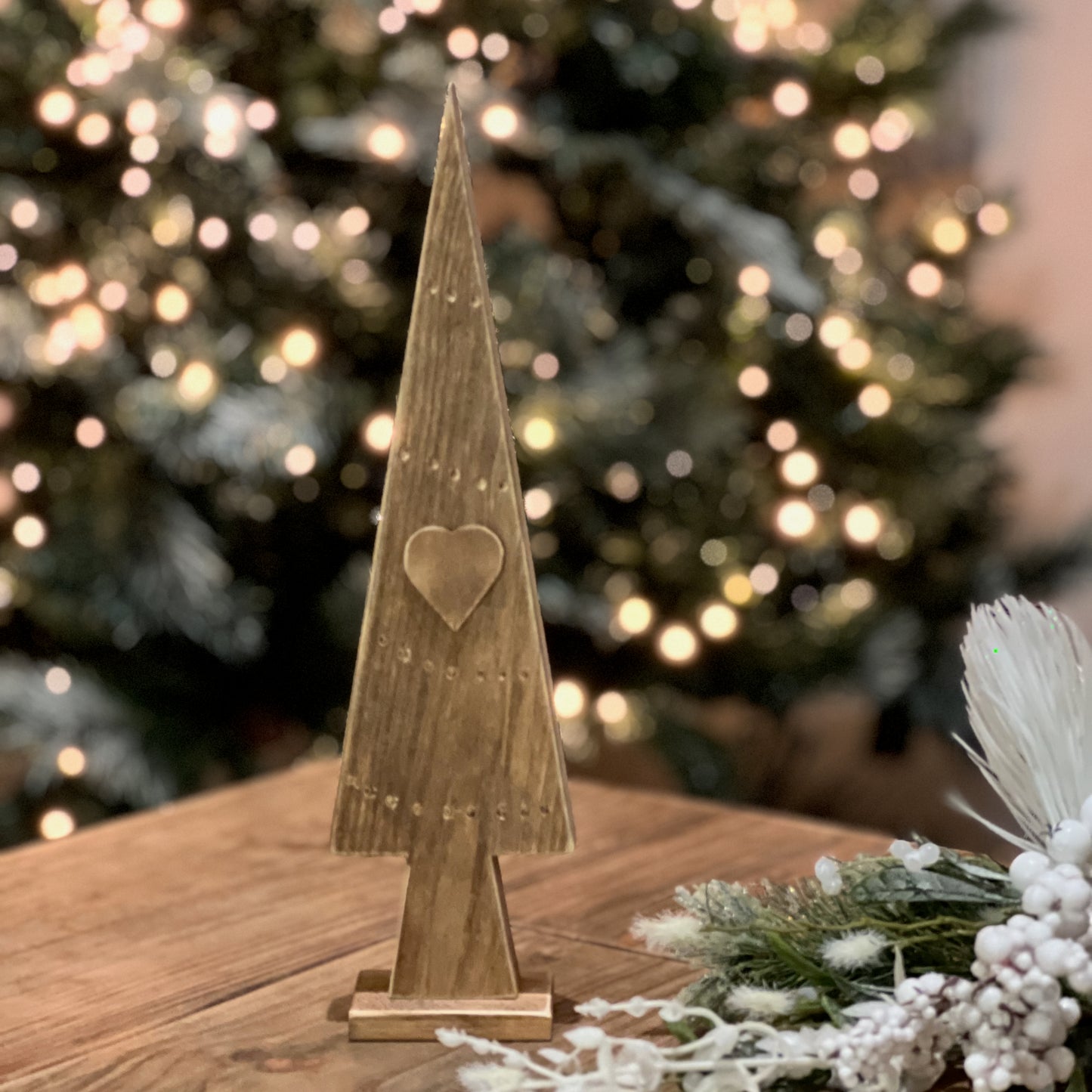 Wooden Christmas Tree with Heart