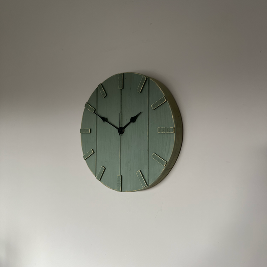 Elegant Sage Wooden Wall Clock